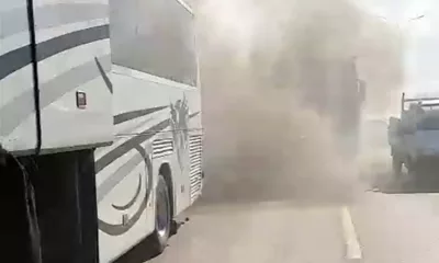 Isparta merkezli bir şirkete ait yolcu otobüsünde çıkan motor yangını
